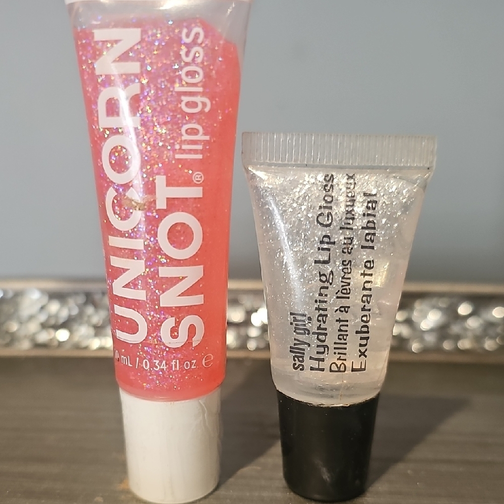 Unicorn Snot and Sally Girl Lip Gloss Duo Full & Travel Size RARE